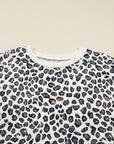 Plus Size Leopard Pullover and Shorts Set