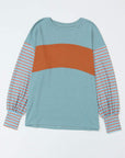 Stripe Colorblock Bishop Sleeve Top