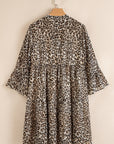 Leopard 3/4 Sleeve V-Neck Dress