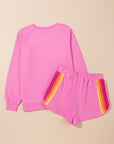 Colorblock Stripe Pullover and Shorts Set