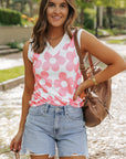 Andi Flower Knitted V Neck Tank Top