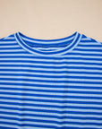 Stripe Ribbed Cap Sleeve T-Shirt