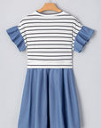 Danna Stripe Ruffle Denim Dress