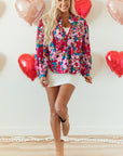 Taylor Floral Balloon Sleeve Half Buttons Blouse