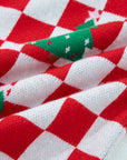 Checker Christmas Tree Buttoned V-Neck Cardigan Sweater