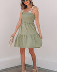 Opal Smocked Self-tie Straps Ruffled Dress