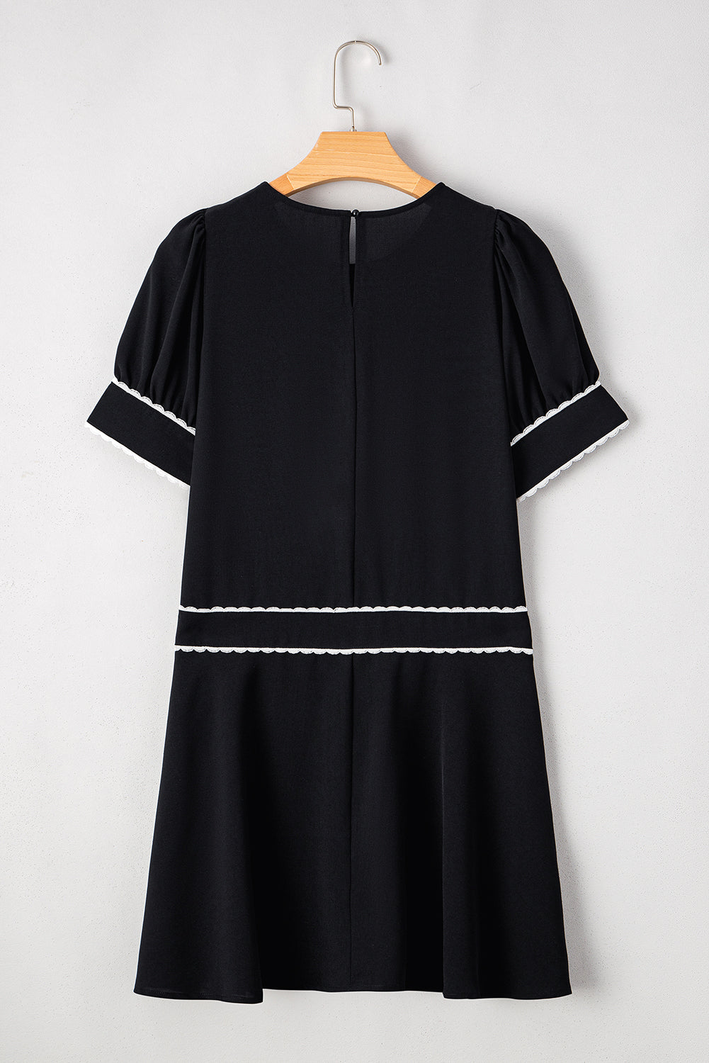 Birdie Scallop Trim Bow Detail Half Sleeve Dress