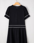Birdie Scallop Trim Bow Detail Half Sleeve Dress
