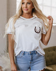 Horseshoe Embroidered Patch Pocket Tee