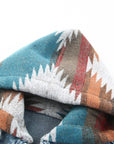 Aztec Denim Patchwork Hooded Jacket