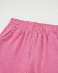 Solid Textured T-Shirt and Shorts Set