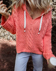 Sariah Cable Knit Drawstring Hooded Sweater