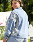 Miriam Plus Size Leopard Patchwork Denim Jacket