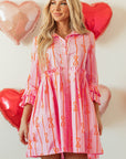 Heidi Bowknot Striped Shirt Dress