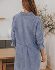 Londyn Buttoned Long Sleeve Denim Mini Dress