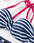 Reyna Halter Bandeau Striped Bikini
