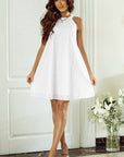 Gloria Boho Eyelet Pattern Halter Neck Sleeveless Dress