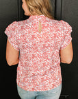 Jamie Plus Size Floral Print Ruffled Sleeve Frilled Neck Blouse