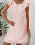 Bow Back Flutter Sleeve Mini Dress