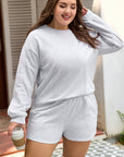 Plus Size Bow Embroidered Pullover and Shorts Set