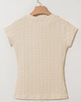 Textured Raglan Cap Sleeve T-Shirt