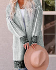 Plaid Open Front Long Cardigan