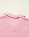 Camille Ribbed Knit Collared Henley Top