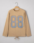 88 Drawstring Hem Long Sleeve Top