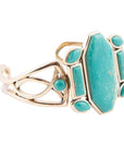 Deco Green Turquoise and Golden Statement Cuff Bracelet