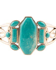 Deco Green Turquoise and Golden Statement Cuff Bracelet