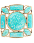 Deco Green Turquoise Golden Statement Ring