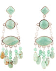 Deco Green Turquoise and Sterling Silver Chandelier Earrings