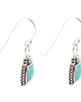 Delicately Detailed Blue Turquoise and Sterling Silver Earrings