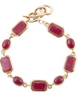Delicately Red Onyx and Golden Toggle Bracelet