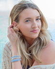 Denim Blue Angelite Silver Bracelet Set