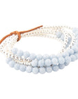 Denim Blue Angelite Silver Bracelet Set