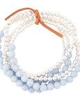 Denim Blue Angelite Silver Bracelet Set