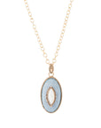 Blue Denim Dreams White Mother of Pearl Golden Pendant Necklace