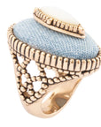 Denim Dreams White Mother of Pearl Golden Statement Ring
