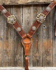 Breastcollar - Gold Flowers & European Crystal Conchos
