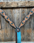 Classic Turquoise and Topaz Browband / One Ear Tack Set