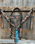 Classic Turquoise and Topaz Browband / One Ear Tack Set