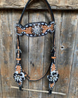 Buckstitch Flower Browband / One Ear Tack Set