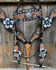 Buckstitch Flower Browband / One Ear Tack Set