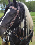 Dark Oil Buckstitch Copper and Turquoise Browband / One Ear / Breastcollar Buckstitch Tack Set