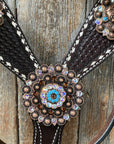 Dark Oil Purple Skull Browband - Breastcollar - Witherstrap Set