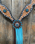 Classic Turquoise and Topaz Browband / One Ear Tack Set