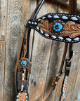 Classic Turquoise and Topaz Browband / One Ear Tack Set