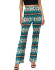 Teal Aztec Flare Pants
