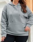 Ariel Quilted Kangaroo Pocket Drawstring Hoodie